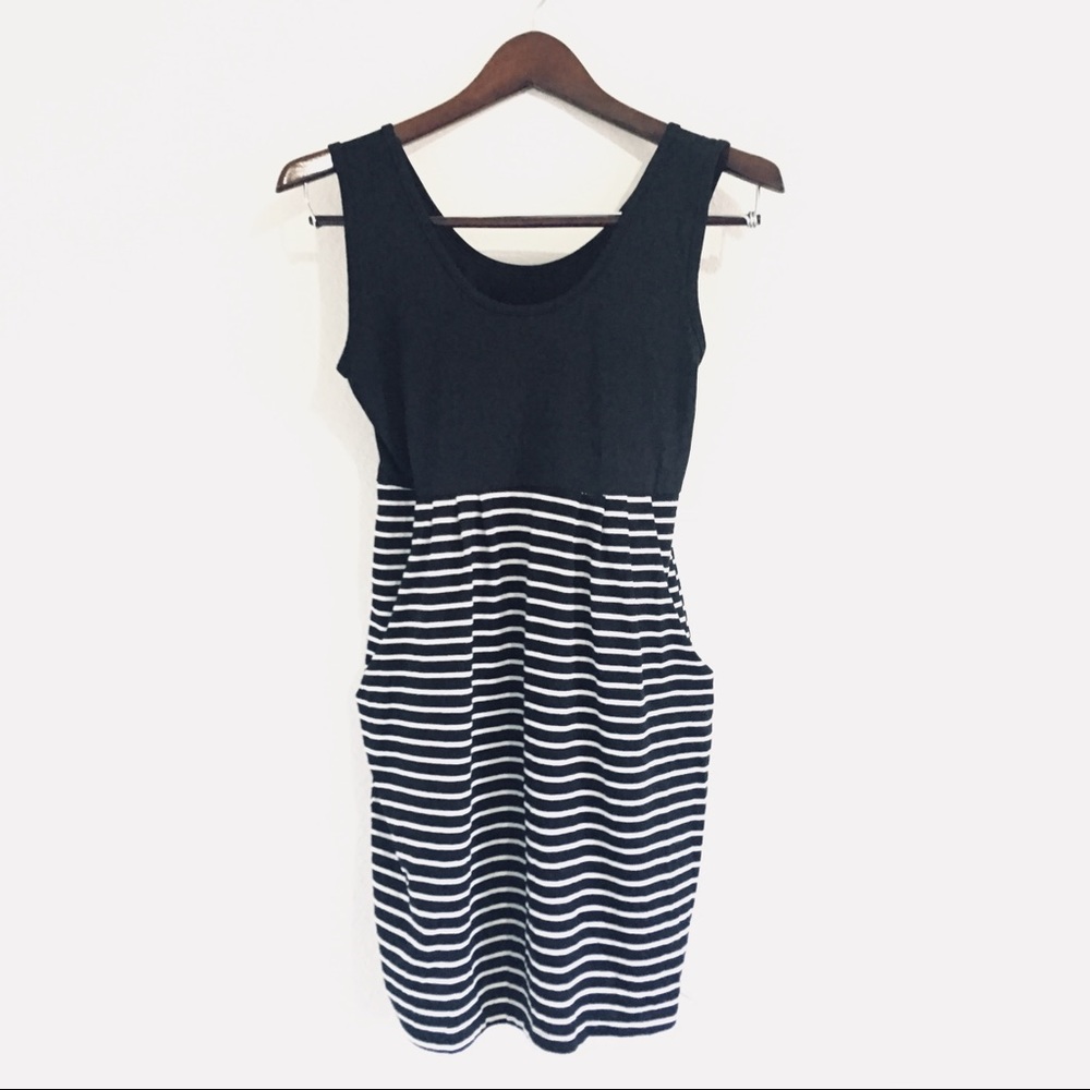 Stripped cotton dress with pockets